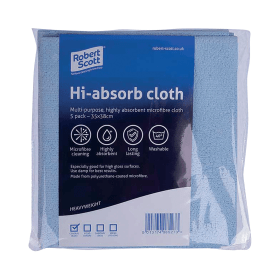 Robert Scott Hi Absorb Microfibre Cloths Blue 5 Pack 525855 F