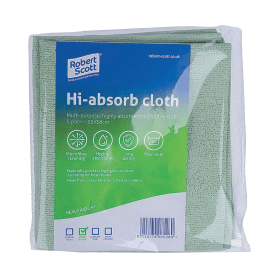 Robert Scott Hi Absorb Microfibre Cloths Green 5 Pack 525856 F