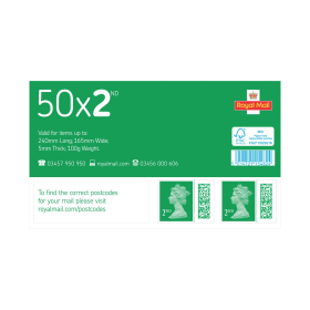 Royal Mail Second Class Postage Stamp Sheet 50 Pack 770497 F