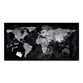 SIGEL Magnetic Glass Board Artverum World Map 910mm x 460mm 488394 F