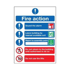 Safety Sign Fire Action Symbols A4 PVC 461633 F