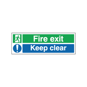 Safety Sign Fire Exit Keep Clear 150x450mm Self Adhesive EC08S S 155905 F
