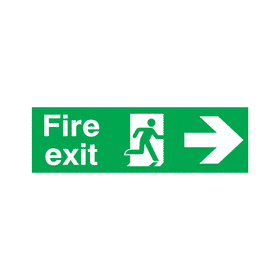 Safety Sign Fire Exit Running Man Arrow Right 150mm x 450mm PVC 372645 F