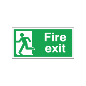 Safety Sign Fire Exit Running Man Left 150mm x 300mm Self Adhesive 156525 F