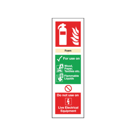 Safety Sign Fire Extinguisher Foam 300mm x 100mm Self Adhesive 146656 F