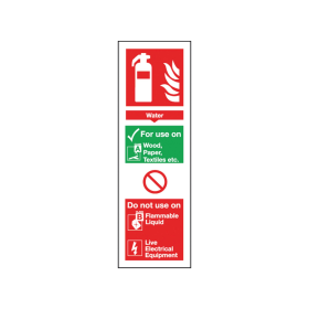 Safety Sign Fire Extinguisher Water 300mm x 100mm Self Adhesive 161788 F