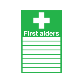 Safety Sign First Aiders Self Adhesive 300x200mm 372635 F