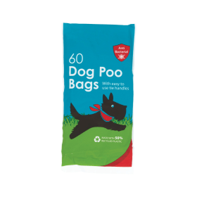 Safewrap Antibacterial Tie Handle Dog Poo Bags 60 Pack 915437 F