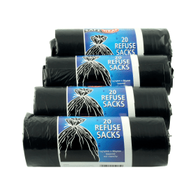 Safewrap Medium Duty Refuse Sack 92 Litre Black 80 Pack Black 189762 F