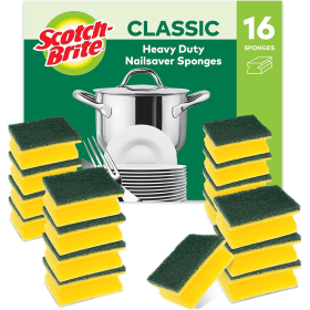 Scotch Brite Classic Nail Saver Heavy Duty Scrub Sponge 16 Pack 896939 F