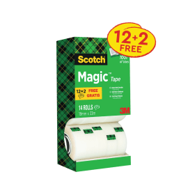 Scotch Magic Tape 19mm x 33m 12 Pack 2 FREE 14 Pack 121796 F