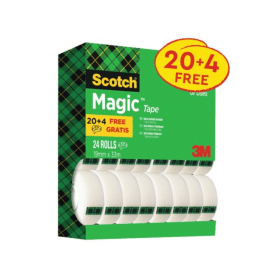 Scotch Tower Pack Magic Tape 19mm x 33m Clear 24 Pack 493311 F