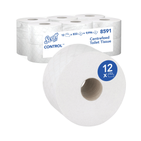 Scott Control Centrefeed Toilet Roll 2 Ply 833 Sheets 12 Pack 761381 F