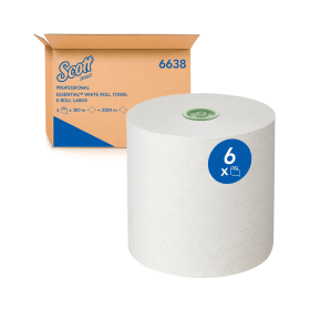 Scott Essential Hand Towels Roll E Roll 380m 1 Ply White 6 Pack 813089 F