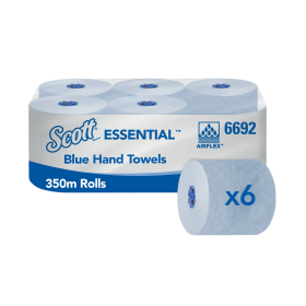 Scott Essential Rolled Paper Hand Towel 350m 1 Ply Blue 6 Pack 610326 F