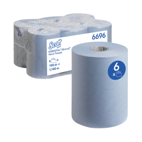 Scott Essential Slimroll Hand Towel Roll 190m 1 Ply Blue 6 Pack 485821 F