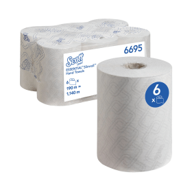 Scott Essential Slimroll Hand Towel Roll 190m 1 Ply White 6 Pack 485820 F