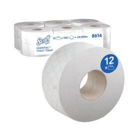 Scott Mini Jumbo Toilet Tissue Roll 2 Ply 500 Sheets 12 Pack 143611 F