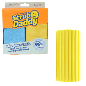Scrub Daddy Damp Duster And Microfiber Cloths Combo Blue Yellow