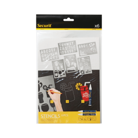Securit Liquid Chalk Marker Stencil Set Plastic 6 Pack 795502 F