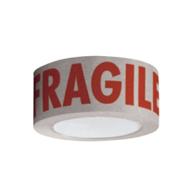 Self Adhesive Printed Paper Tape Printed Fragile 50mm x 50m Buff 6 Pack 761672 F