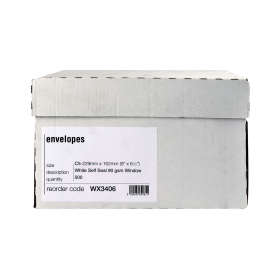 Self Seal C5 Windowed Box Envelope 90gsm White 500 Pack WX3406 369642 F
