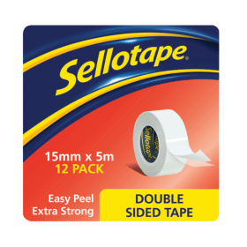 Sellotape Double Sided Tape 15mm x 5m Clear 12 Pack 123548 F