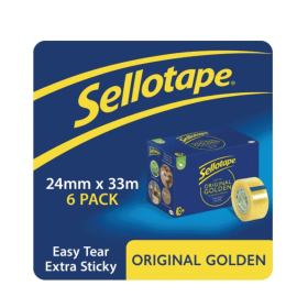Sellotape Original Tape 24mm x 33m Golden 6 Pack 282560 F