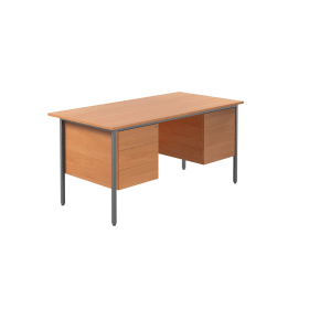 Serrion Double Pedestal 4 Leg Desk 1500mm x 750mmx 730mm Bavarian Beech Black 384442 F
