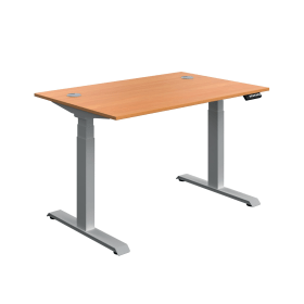 Serrion Dual Motor Sit Stand Desk 1200mm x 800mm x 630 1290mm Beech Silver 894023 F
