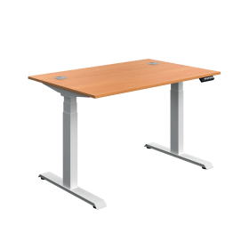 Serrion Dual Motor Sit Stand Desk 1200mm x 800mm x 630 1290mm Beech White 894020 F