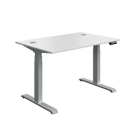 Serrion Dual Motor Sit Stand Desk 1200mm x 800mm x 630 1290mm White Silver 894021 F