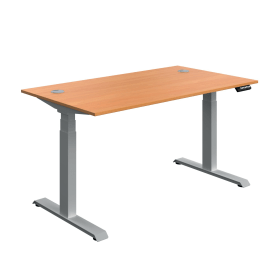 Serrion Dual Motor Sit Stand Desk 1400mm x 800mm x 630 1290mm Beech Silver 894014 F