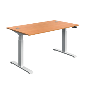 Serrion Dual Motor Sit Stand Desk 1400mm x 800mm x 630 1290mm Beech White 894017 F