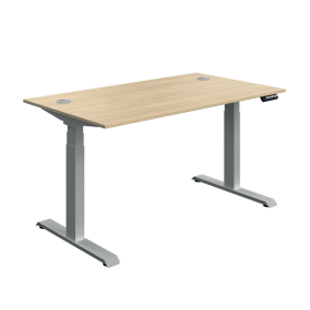 Serrion Dual Motor Sit Stand Desk 1400mm x 800mm x 630 1290mm Oak Silver 894013 F