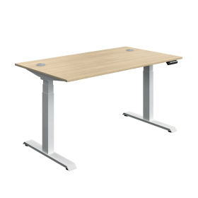 Serrion Dual Motor Sit Stand Desk 1400mm x 800mm x 630 1290mm Oak White 894016 F