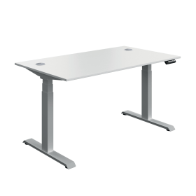 Serrion Dual Motor Sit Stand Desk 1400mm x 800mm x 630 1290mm White Silver 894012 F