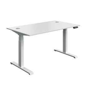 Serrion Dual Motor Sit Stand Desk 1400mm x 800mm x 630 1290mm White White 894015 F