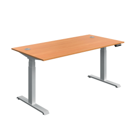 Serrion Dual Motor Sit Stand Desk 1600mm x 800mm x 630 1290mm Beech Silver 894008 F
