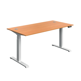 Serrion Dual Motor Sit Stand Desk 1600mm x 800mm x 630 1290mm Beech White 894011 F