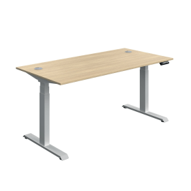 Serrion Dual Motor Sit Stand Desk 1600mm x 800mm x 630 1290mm Oak Silver 894007 F