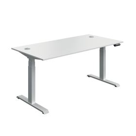 Serrion Dual Motor Sit Stand Desk 1600mm x 800mm x 630 1290mm White Silver 894006 F