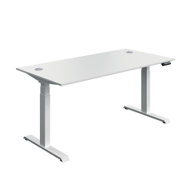 Serrion Dual Motor Sit Stand Desk 1600mm x 800mm x 630 1290mm White White 894009 F