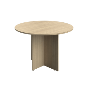 Serrion Leg Round Boardroom Table 1100x730mm Oak Silver KF800266 894243 F