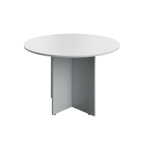Serrion Leg Round Boardroom Table 1100x730mm White Silver KF800290 894236 F