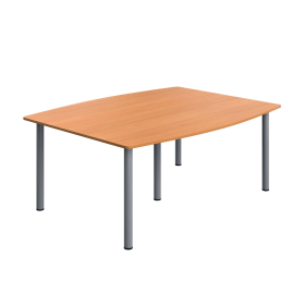 Serrion Pole Leg Barrel Shaped Table 1800mm x 1200mm x 730mm Beech Silver 896573 F