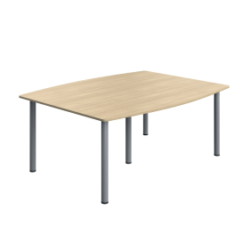 Serrion Pole Leg Barrel Shaped Table 1800mm x 1200mm x 730mm Oak Silver 894074 F