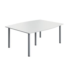 Serrion Pole Leg Barrel Shaped Table 1800mm x 1200mm x 730mm White Silver 894059 F