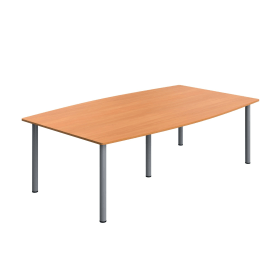 Serrion Pole Leg Barrel Shaped Table 2400mm x 1200mm x 730mm Beech Silver 894088 F