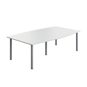 Serrion Pole Leg Barrel Shaped Table 2400mm x 1200mm x 730mm White Silver 894058 F